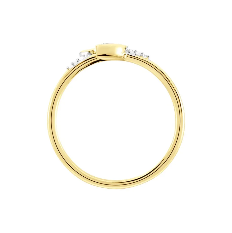 Bague Océan Or Jaune Topaze Oxyde De Zirconium