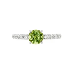 Bague Or Blanc Monroe Péridot Oxydes De Zirconium
