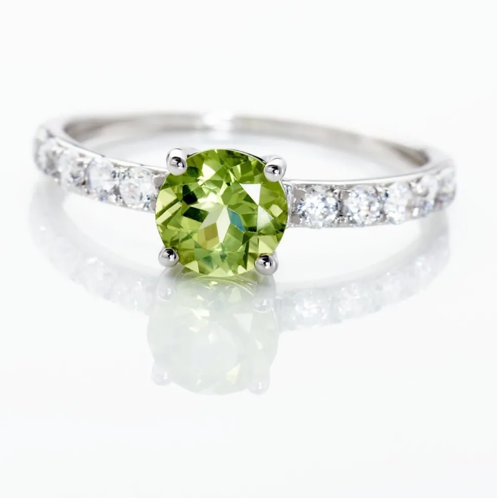 Bague Or Blanc Monroe Péridot Oxydes De Zirconium