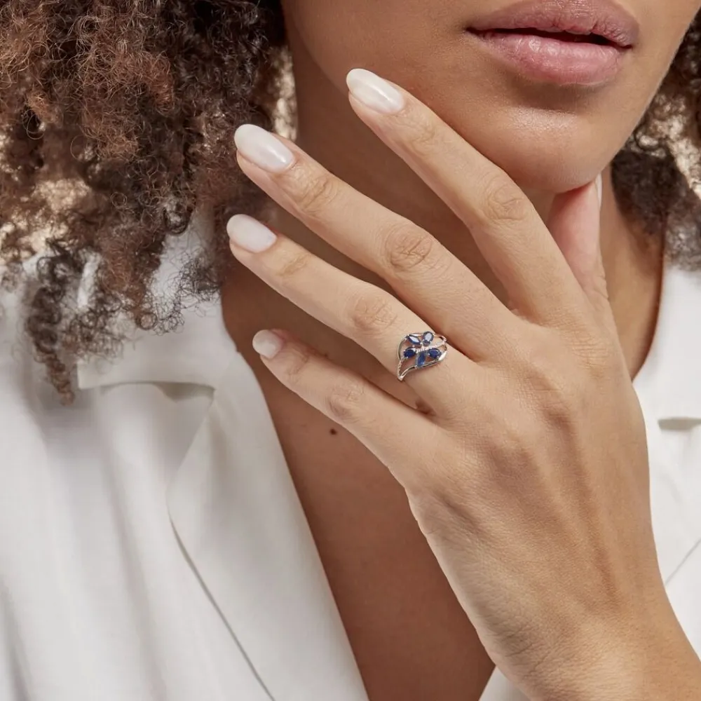 Marc Orian Anniversaire De Mariage|Bagues Saphir > Bague Orchidee Or Blanc Saphir Diamant
