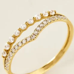 Marc Orian Bijoux Zirconium|Bagues > Bague Or Jaune Eclat D'etoile Oxyde De Zirconium