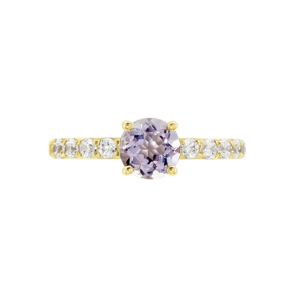 Bague Or Jaune Monroe Amethyste Oxydes De Zirconium