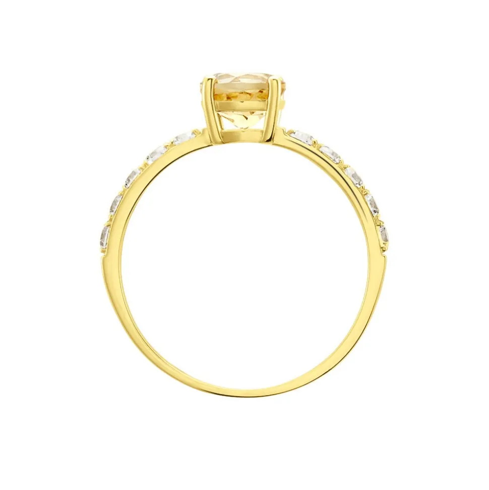 Bague Or Jaune Monroe Citrine Oxydes De Zirconium