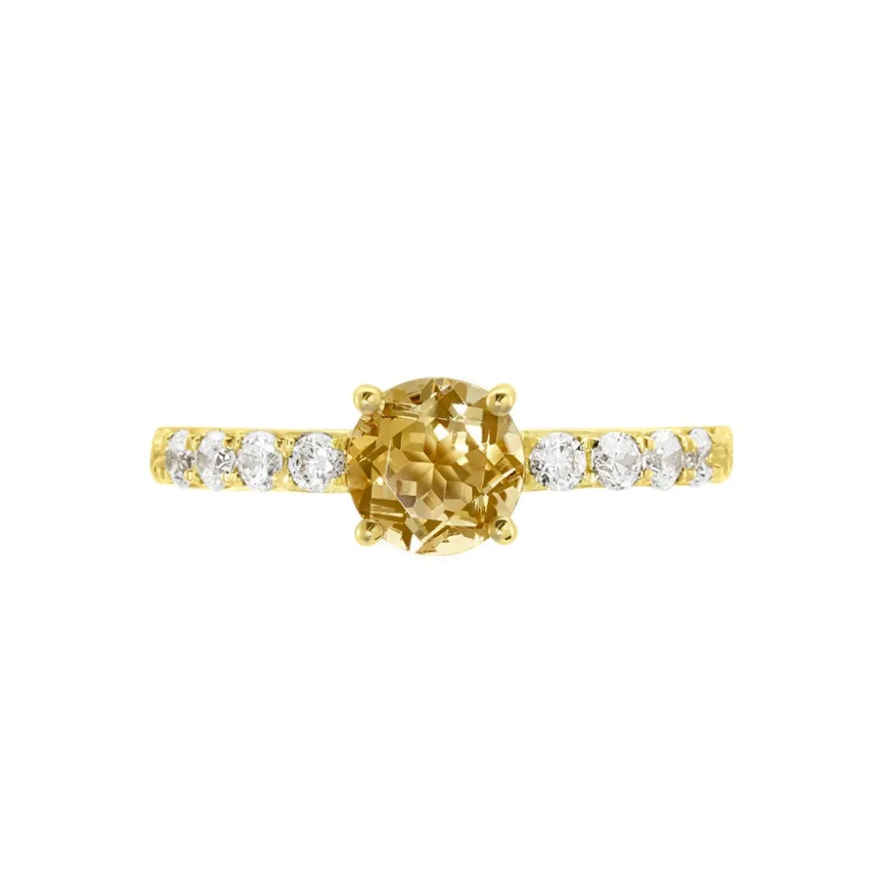Bague Or Jaune Monroe Citrine Oxydes De Zirconium
