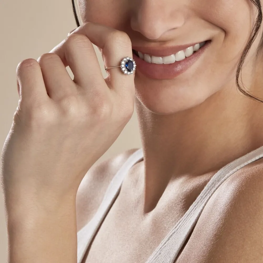 Marc Orian Bagues De Promesse|Bijoux Zirconium > Bague Perez 2 Argent Blanc Oxyde De Zirconium argent blanc oxyde bleu