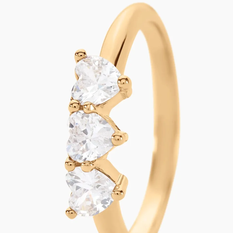 Bague Poésie Rosée Plaque Or Jaune Oxyde De Zirconium