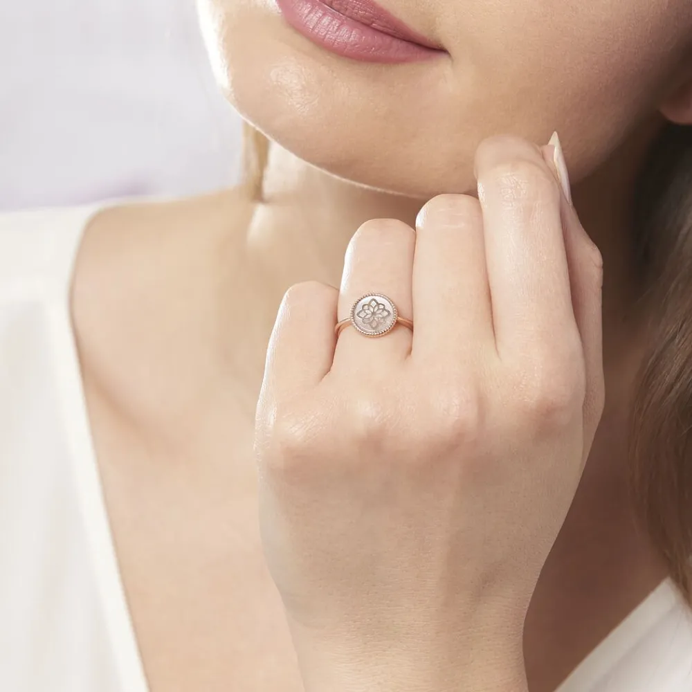 Marc Orian Bagues De Promesse|Bagues > Bague Rosae Argent Rose Nacre