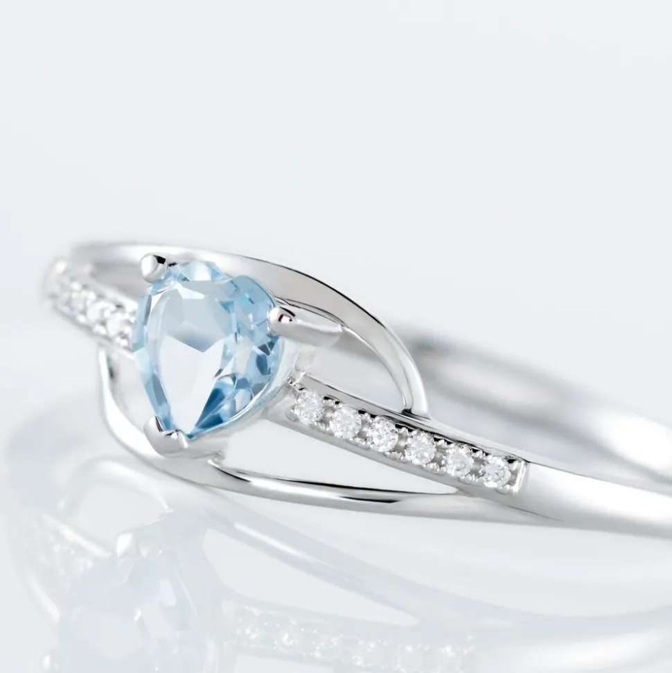 Bague Silucia Or Blanc Topaze Et Oxyde De Zirconium