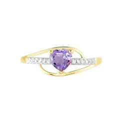 Bague Silucia Or Jaune Amethyste Et Oxyde De Zirconium