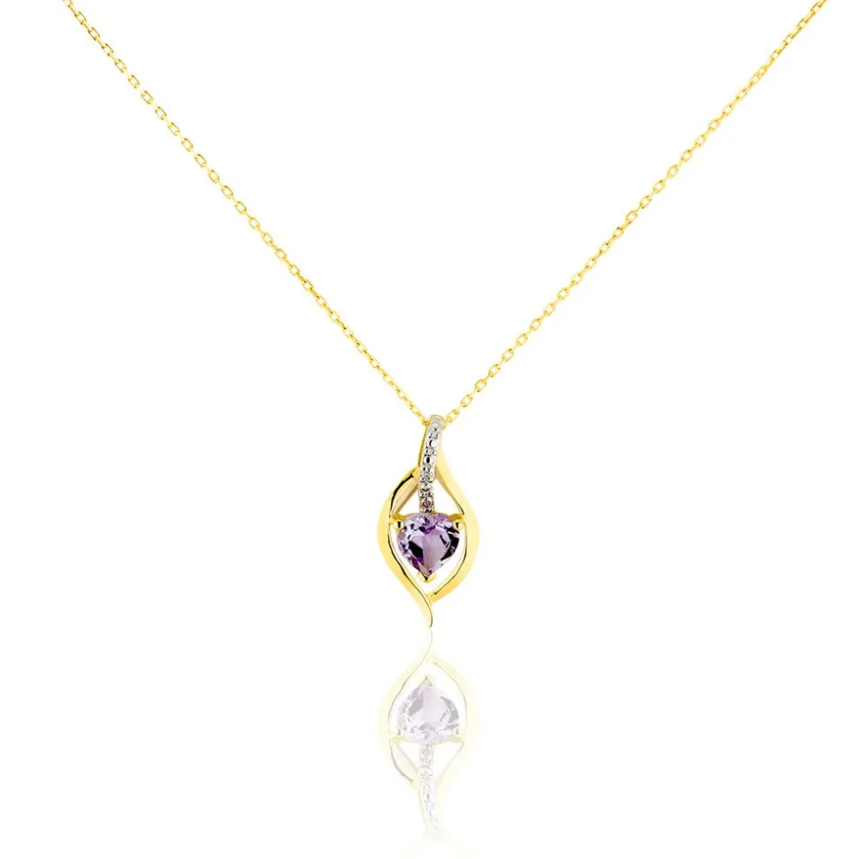 Bague Silucia Or Jaune Amethyste Et Oxyde De Zirconium