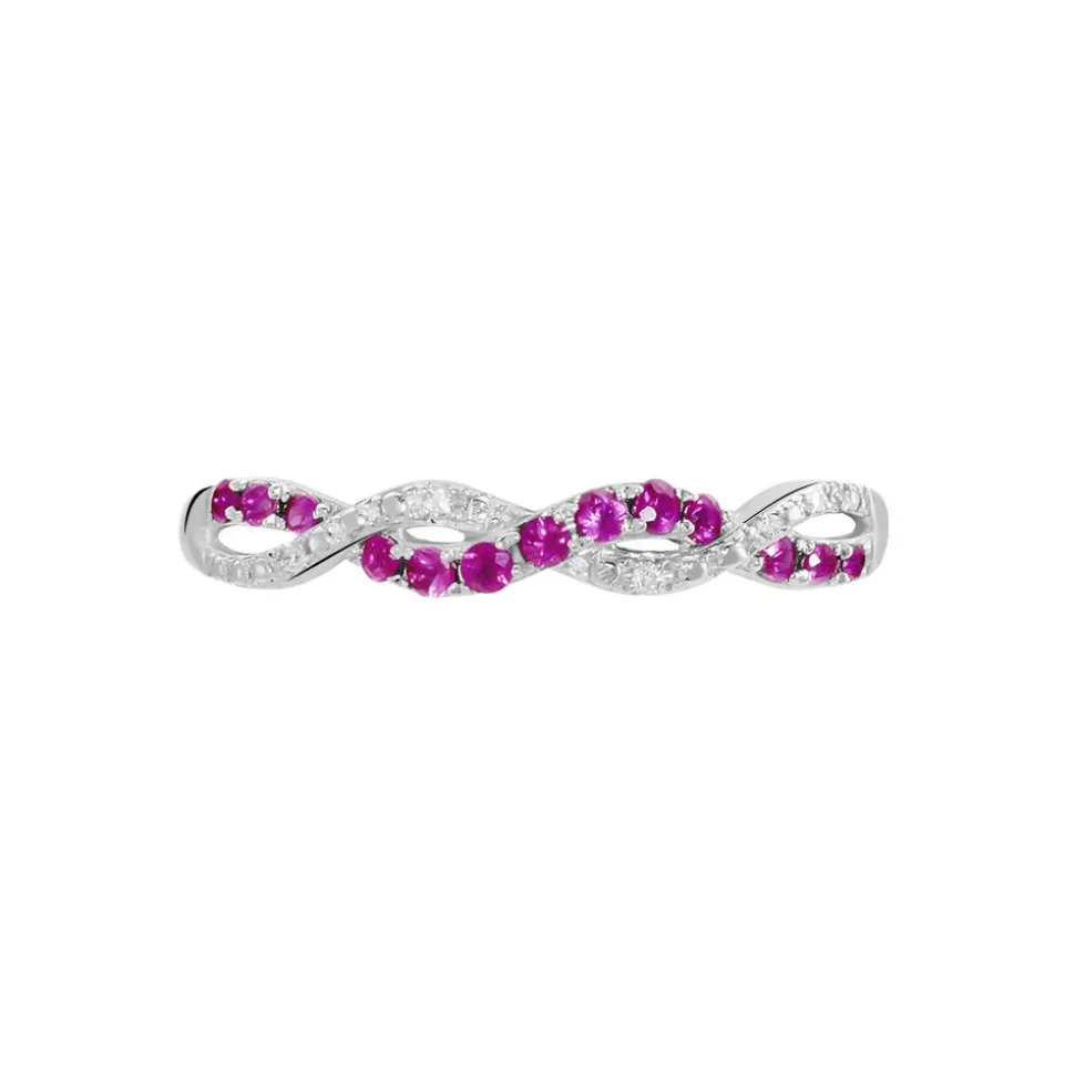Bague Sofia Or Blanc Rubis Et Diamant