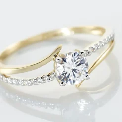 Bague Solitaire Abelia Or Jaune Oxyde De Zirconium