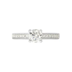 Bague Solitaire Accompagné Aramis Or Blanc Diamant Synthétique