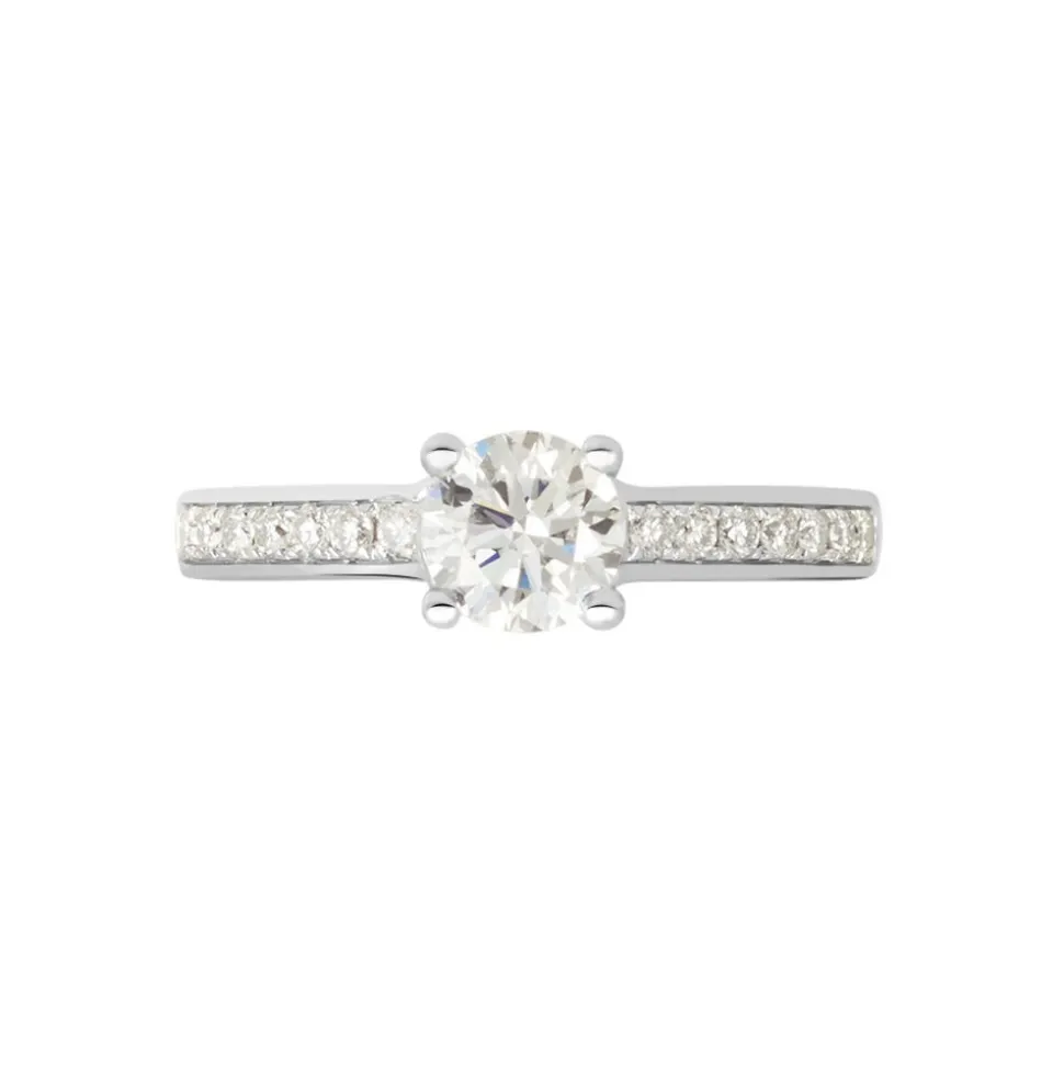 Bague Solitaire Accompagné Aramis Or Blanc Diamant Synthétique