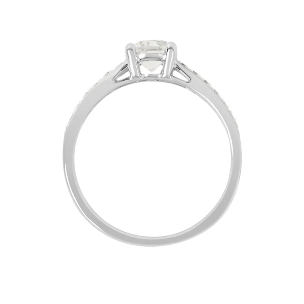 Bague Solitaire Accompagné Aramis Or Blanc Diamant Synthétique