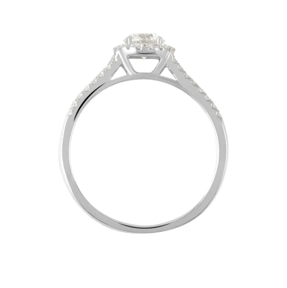 Bague Solitaire Accompagné Sosanna Or Blanc Diamant Synthétique