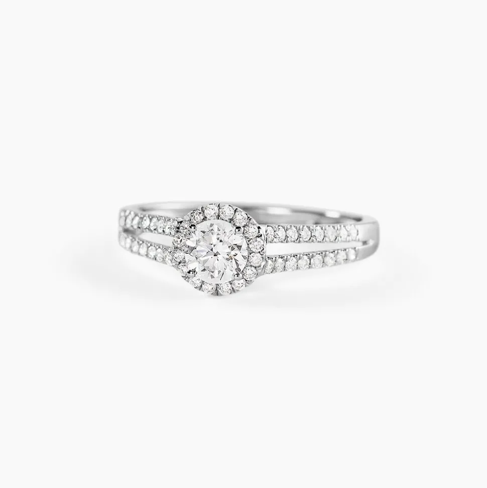 Bague Solitaire Accompagné Sosanna Or Blanc Diamant Synthétique