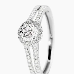 Bague Solitaire Accompagné Sosanna Or Blanc Diamant Synthétique