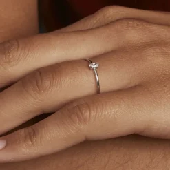 Bague Solitaire Argent Blanc 1er Solitaire Oxyde De Zirconium