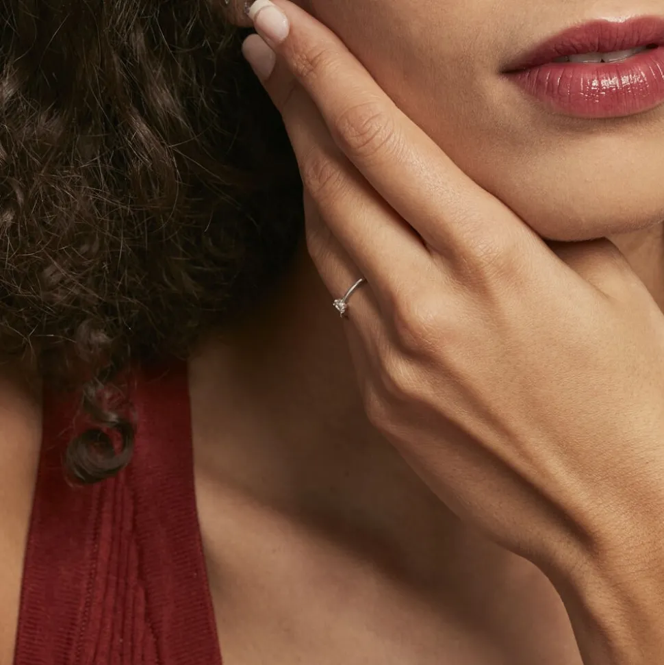 Bague Solitaire Argent Blanc 1er Solitaire Oxyde De Zirconium