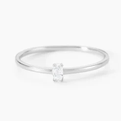 Bague Solitaire Argent Blanc 1er Solitaire Oxyde De Zirconium