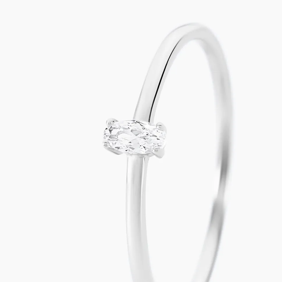 Bague Solitaire Argent Blanc 1er Solitaire Oxyde De Zirconium