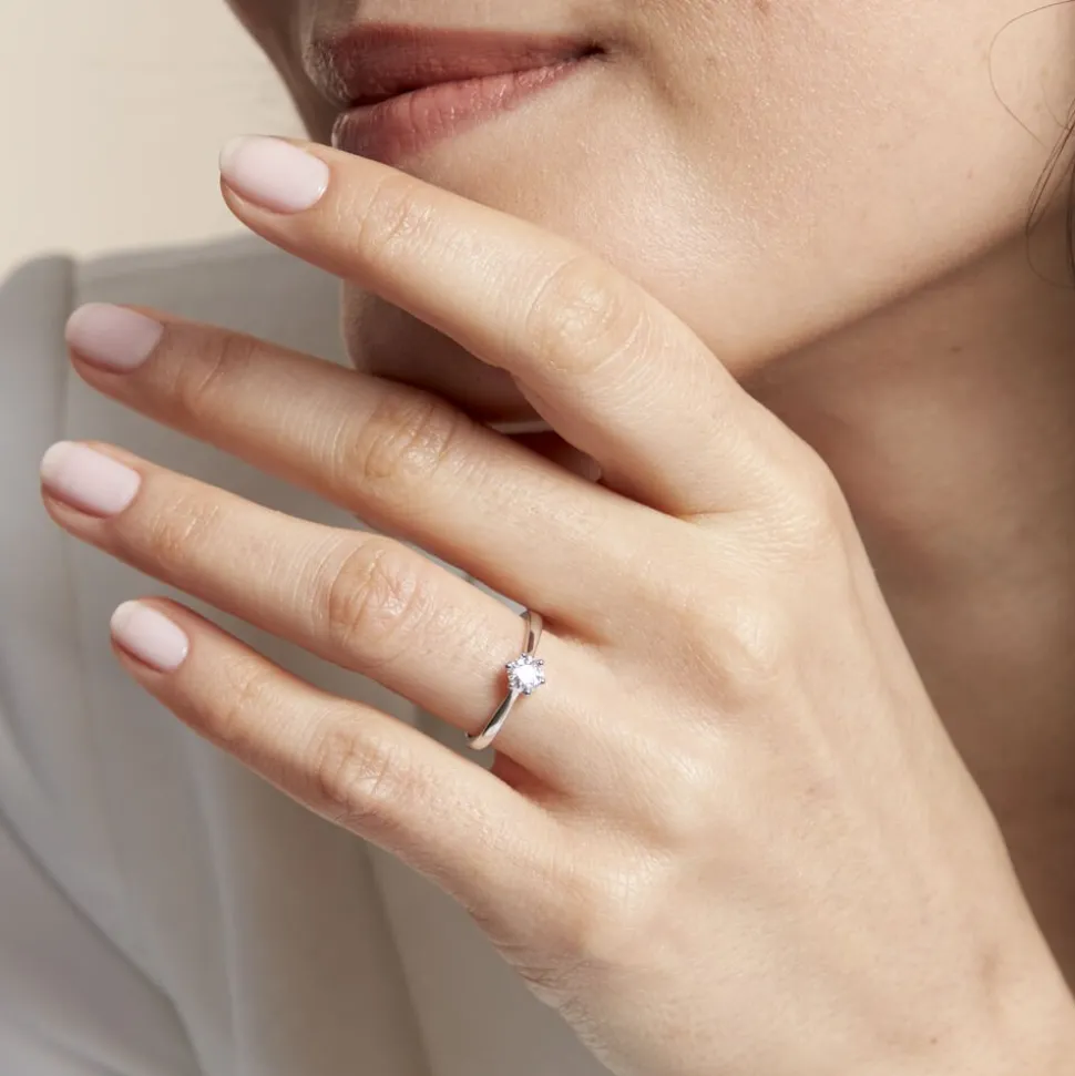 Bague Solitaire Athena Or Blanc Diamant