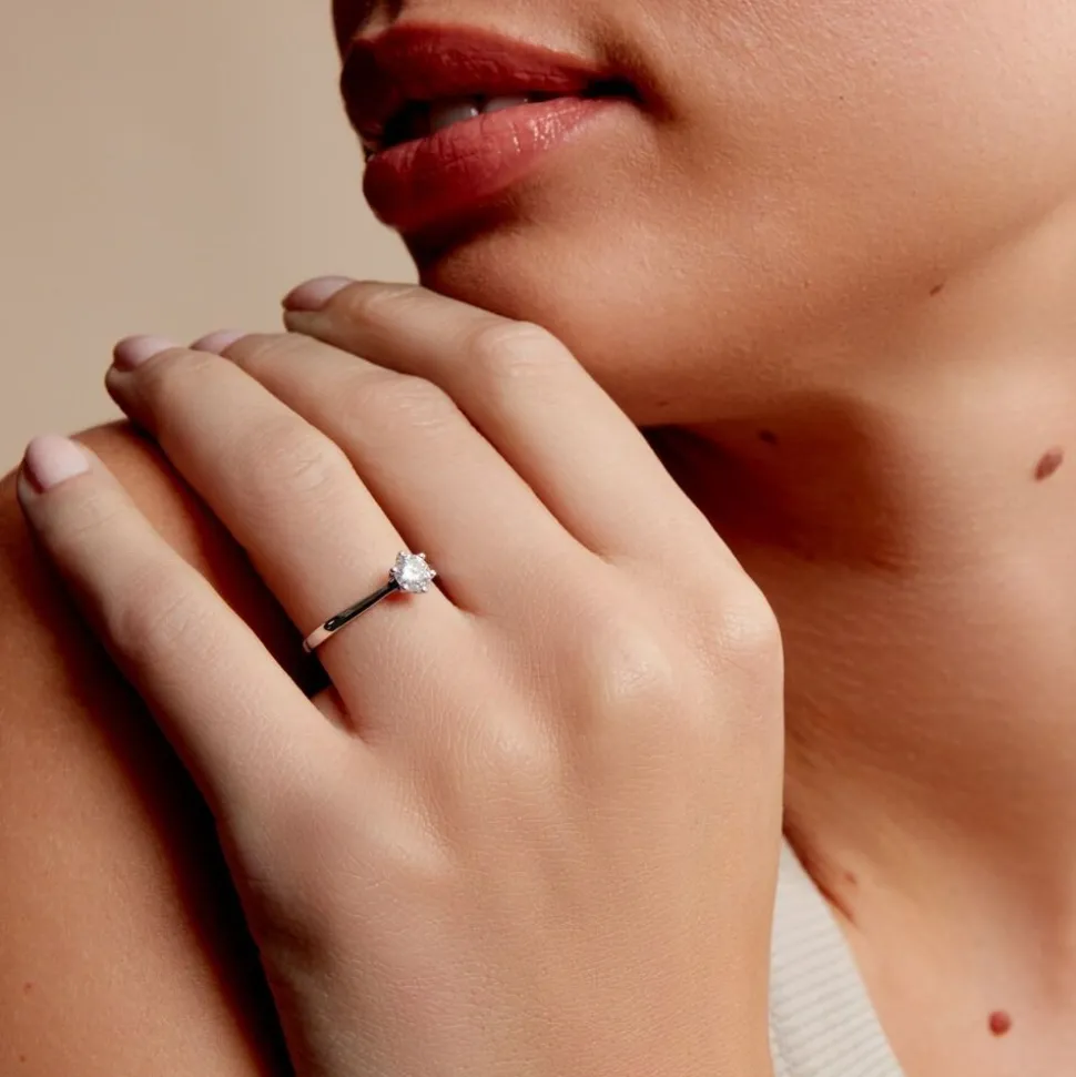 Bague Solitaire Athena Or Blanc Diamant