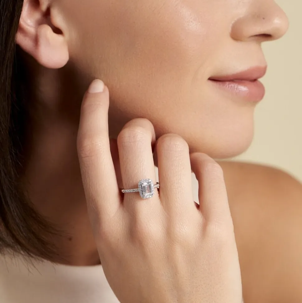 Bague Solitaire Cadmos Argent Blanc Oxyde De Zirconium