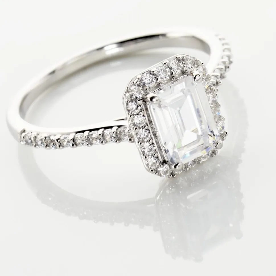 Bague Solitaire Cadmos Argent Blanc Oxyde De Zirconium