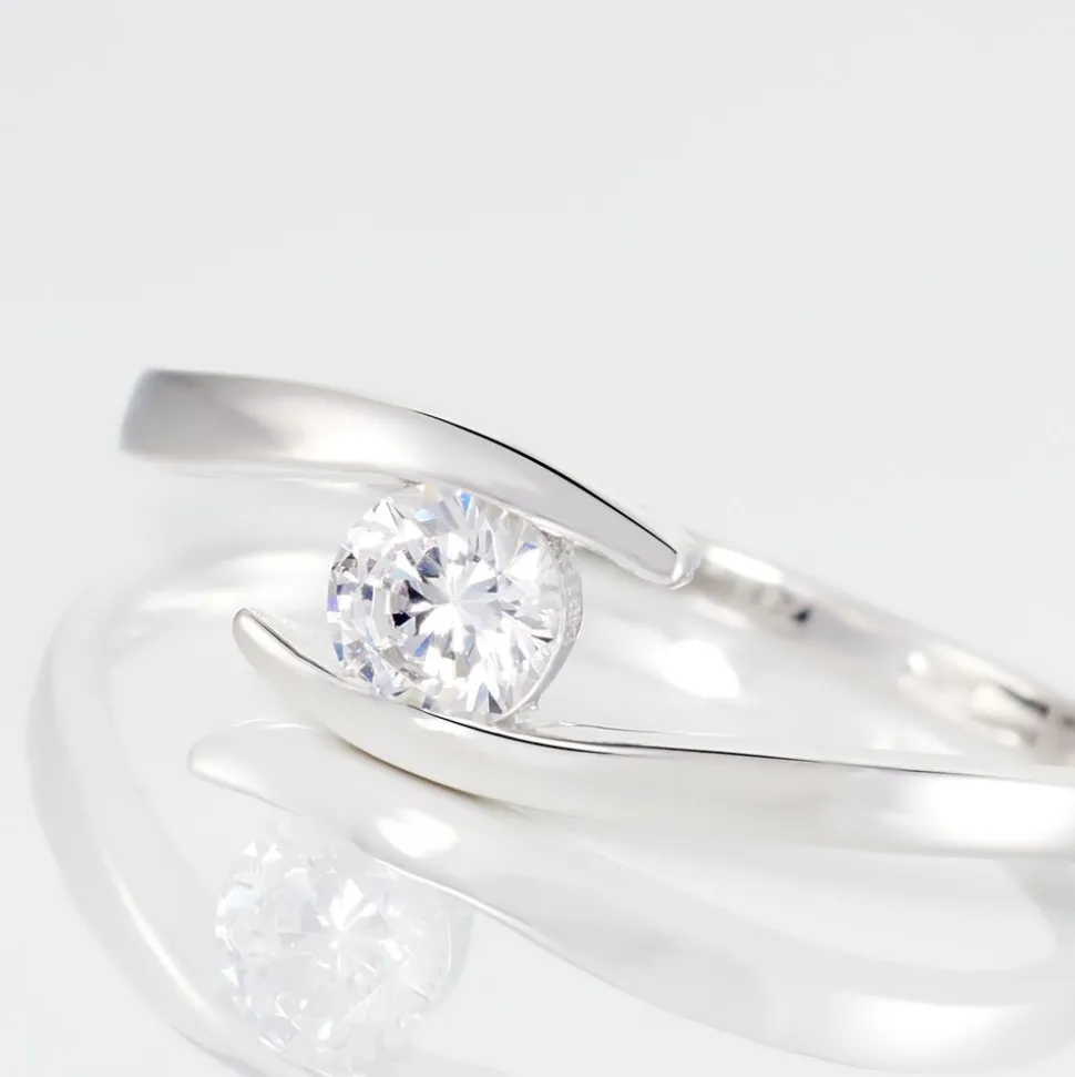 Bague Solitaire Camilia Or Blanc Oxyde De Zirconium
