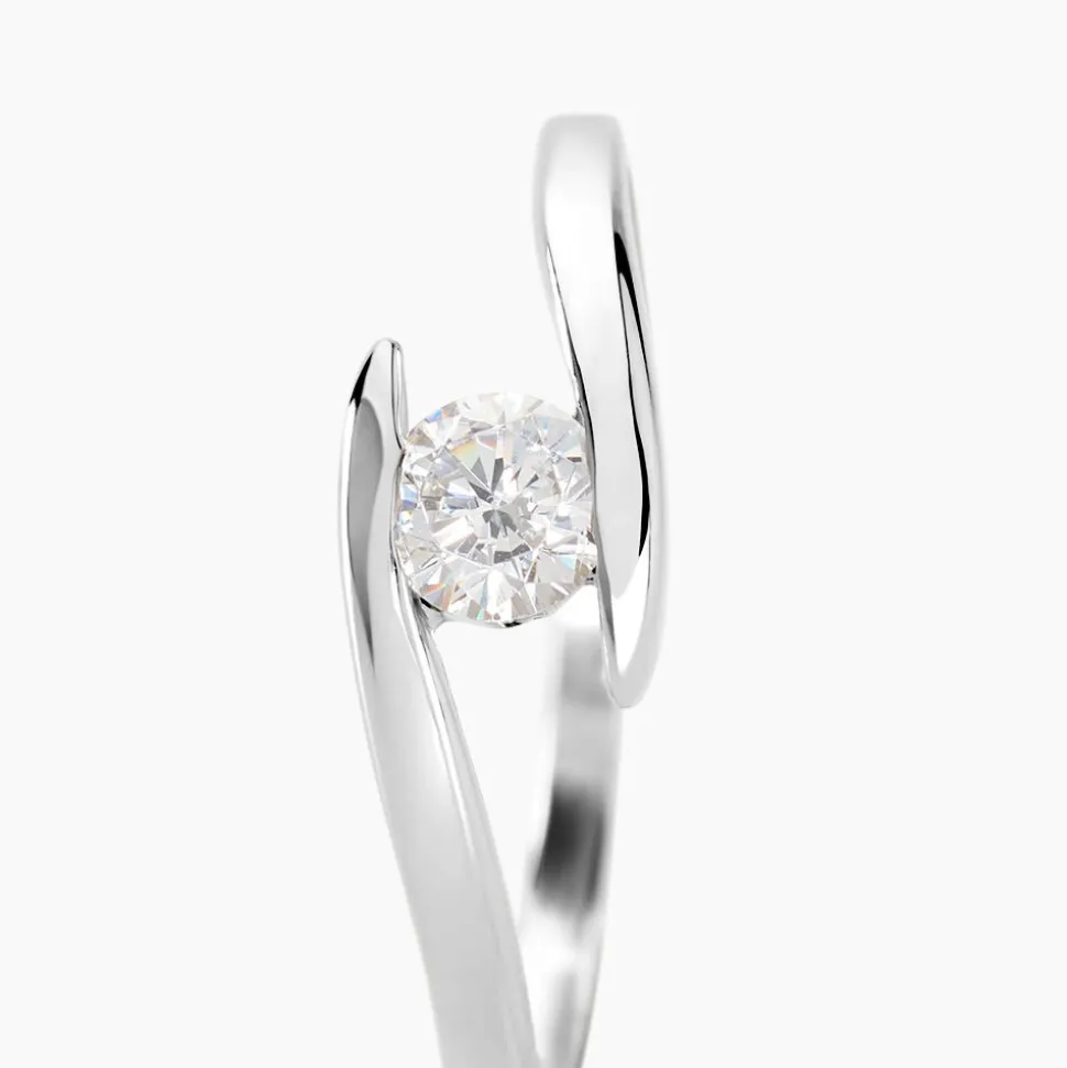Bague Solitaire Camilia Or Blanc Oxyde De Zirconium