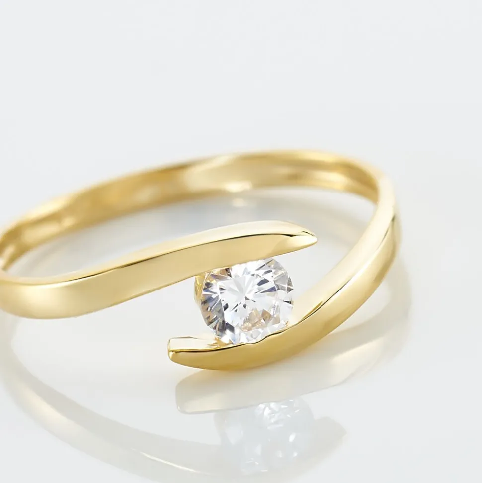 Bague Solitaire Camilia Or Jaune Oxyde De Zirconium