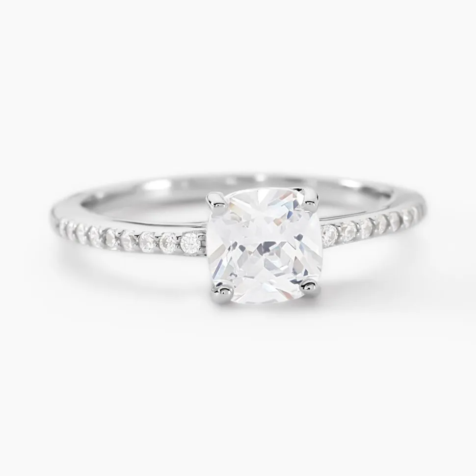 Bague Solitaire Celina Argent Blanc Oxyde De Zirconium