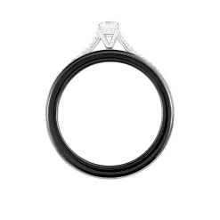 Bague Solitaire Ceramique Argent Blanc Céramique Et Oxyde De Zirconium