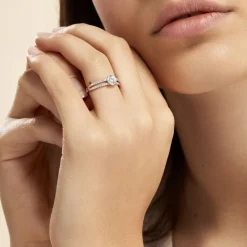 Bague Solitaire Cesarine Or Blanc Oxyde De Zirconium