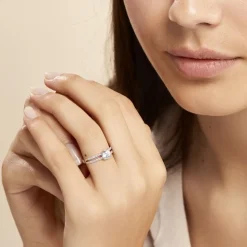 Bague Solitaire Cesarine Or Blanc Oxyde De Zirconium