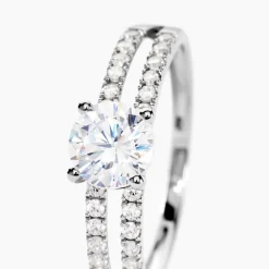 Bague Solitaire Cesarine Or Blanc Oxyde De Zirconium