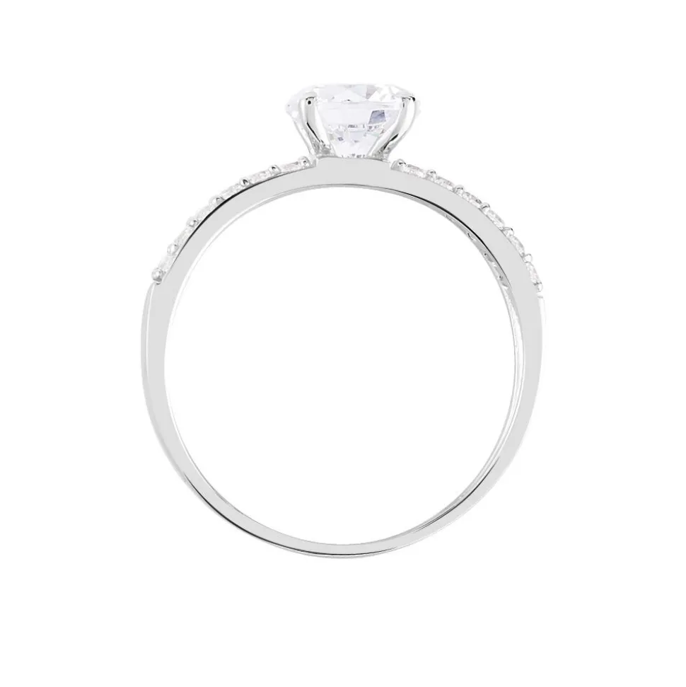 Bague Solitaire Cesarine Or Blanc Oxyde De Zirconium