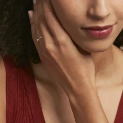 Bague Solitaire 1er Solitaire Argent Blanc Oxyde De Zirconium