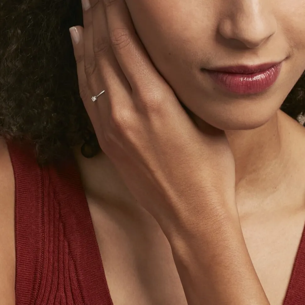 Bague Solitaire 1er Solitaire Argent Blanc Oxyde De Zirconium