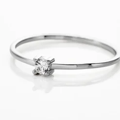 Bague Solitaire 1er Solitaire Argent Blanc Oxyde De Zirconium