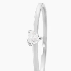 Bague Solitaire 1er Solitaire Argent Blanc Oxyde De Zirconium