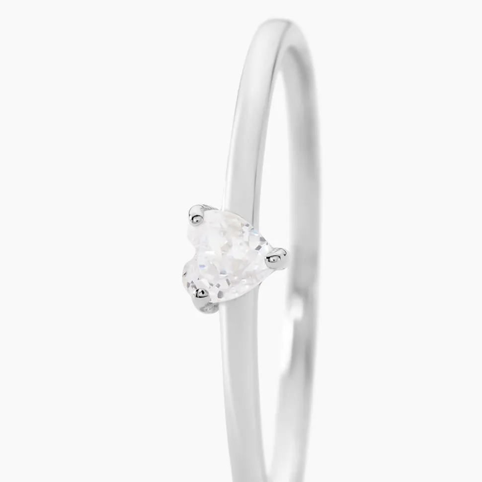 Bague Solitaire 1er Solitaire Argent Blanc Oxyde De Zirconium