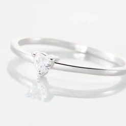 Bague Solitaire 1er Solitaire Argent Blanc Oxyde De Zirconium