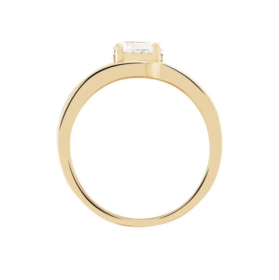 Bague Solitaire Khali Plaqué Or Jaune Oxyde De Zirconium