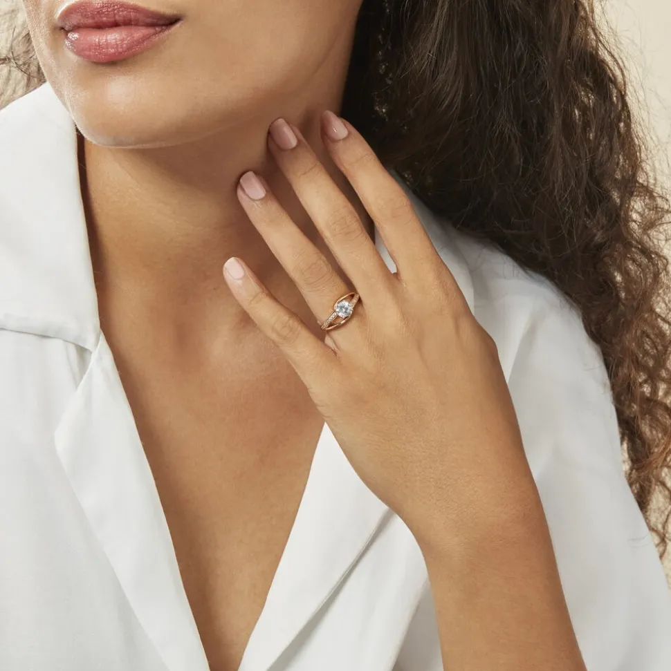 Bague Solitaire Khali Plaqué Or Jaune Oxyde De Zirconium