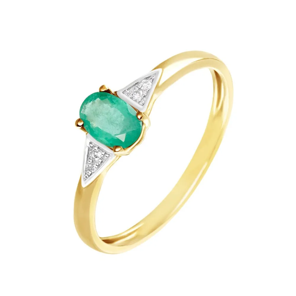 Marc Orian Bijoux Émeraude|Anniversaire De Mariage > Bague Solitaire Ludmilla Et Diamant or jaune emeraude