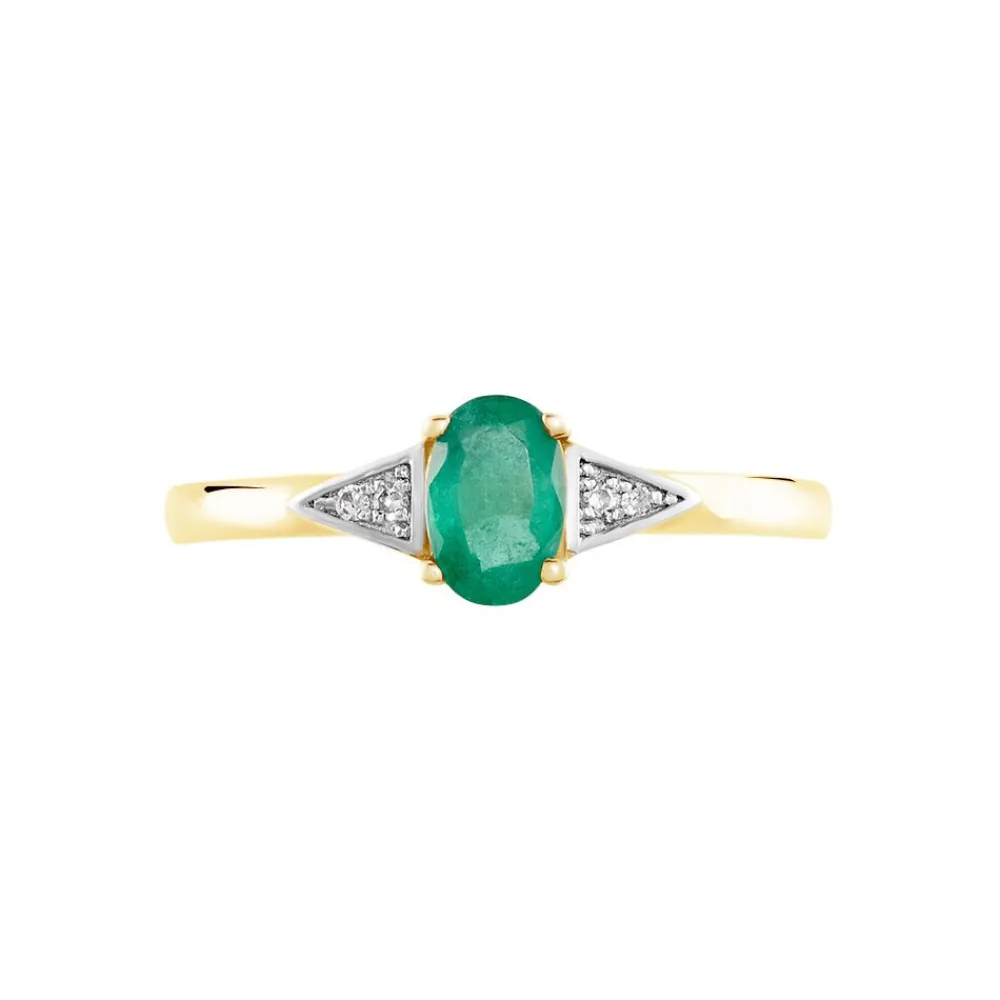 Marc Orian Bijoux Émeraude|Anniversaire De Mariage > Bague Solitaire Ludmilla Et Diamant or jaune emeraude