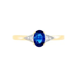 Bague Solitaire Ludmilla Or Jaune Saphir Et Diamant